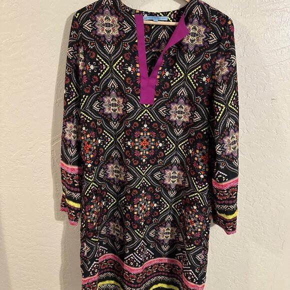 Antonio Melani Multicolored Aztec Geometric Paisley Slit Front Sheath Midi Dress - Picture 1 of 10